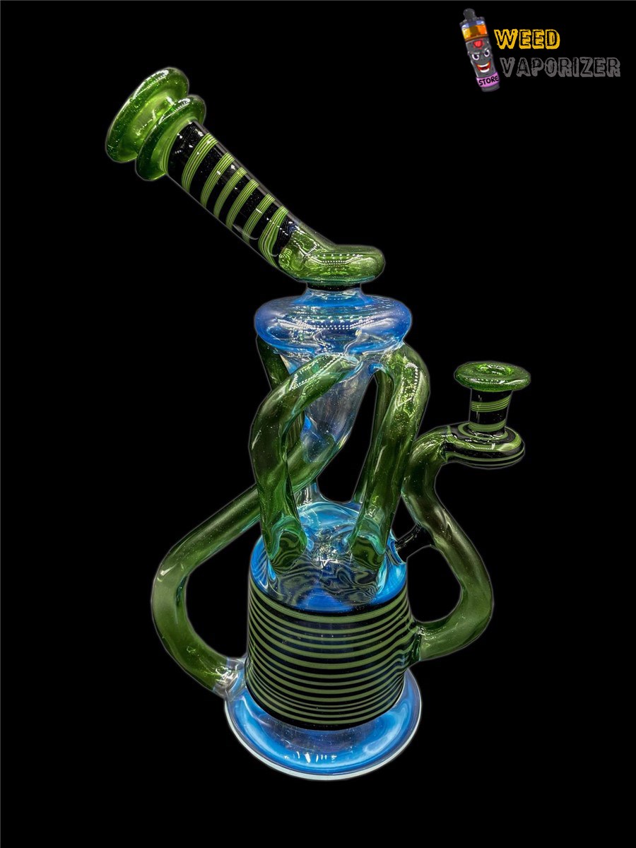 Buy MANCHILD GLASSWORKS: GHOST AND GREEN WIG WAG QUAD UPTAKE RECYCLER