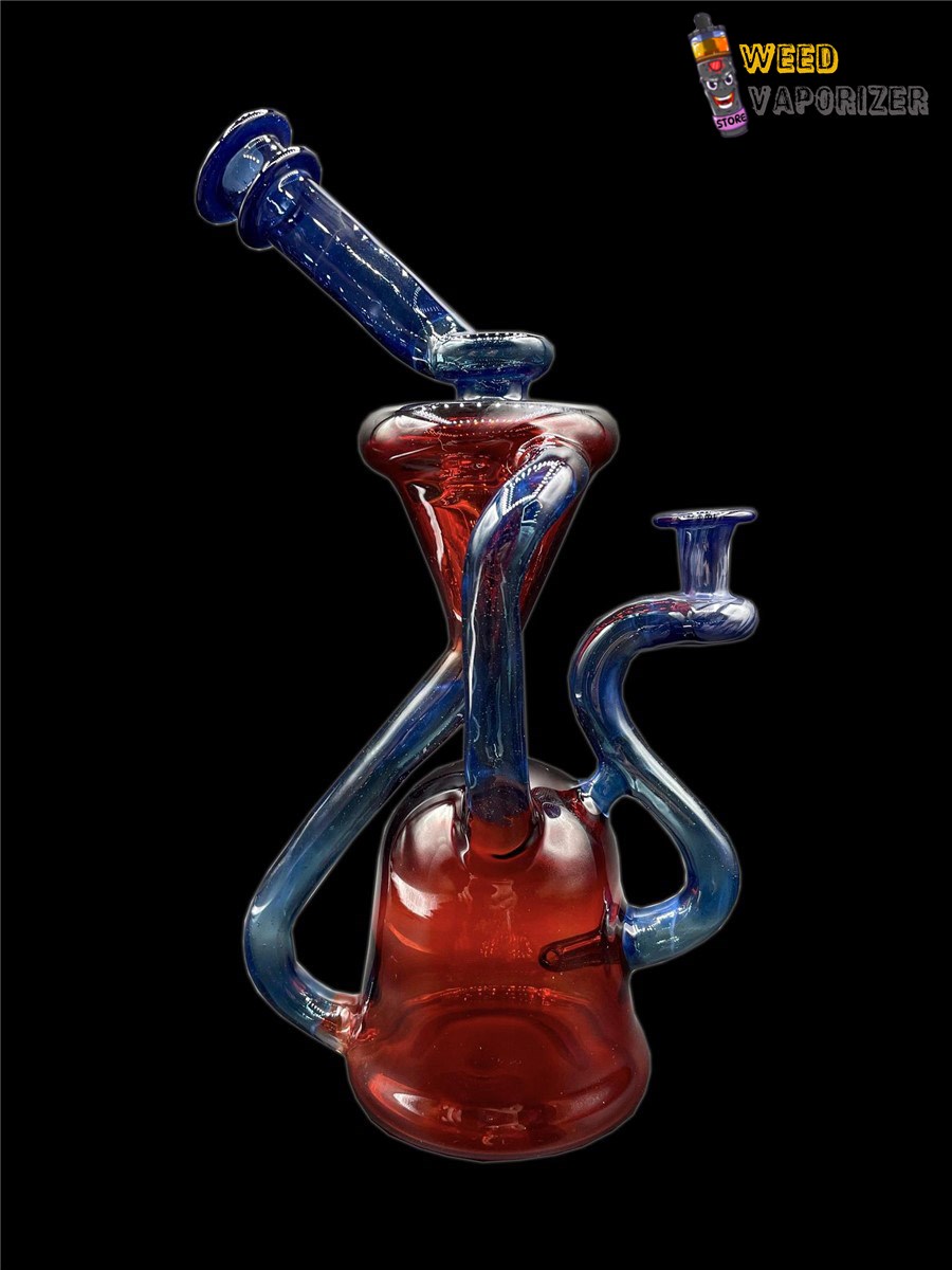 Buy MANCHILD GLASSWORKS: BLUE AND POMEGRANATE DUAL UPTAKE RECYCLER