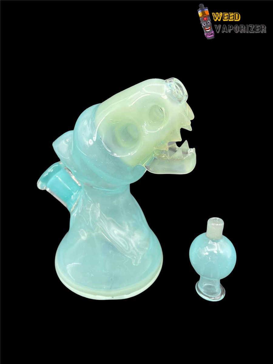 Buy ENUFF GLASS: MILKY GREEN AND LIGHT BLUE HOODED JAMMER RIG