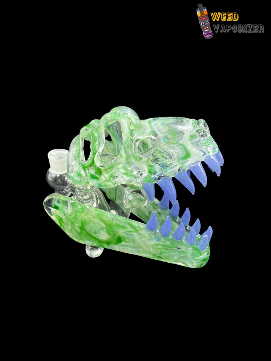 Buy SLURM SNOB GLASS: GREEN W/ MILKY BLUE TEETH DINO SKULL RIG