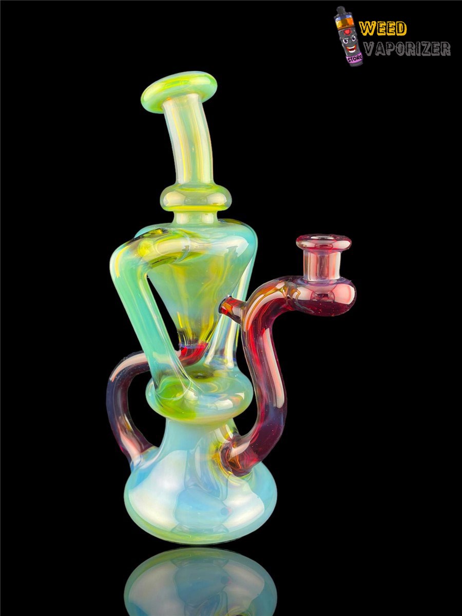 Buy MATT D GLASS: LIGHT BLUE x NS YELLOW x SMOKEY AMETHYST DUAL UPTAKE FLOATER RECYCLER