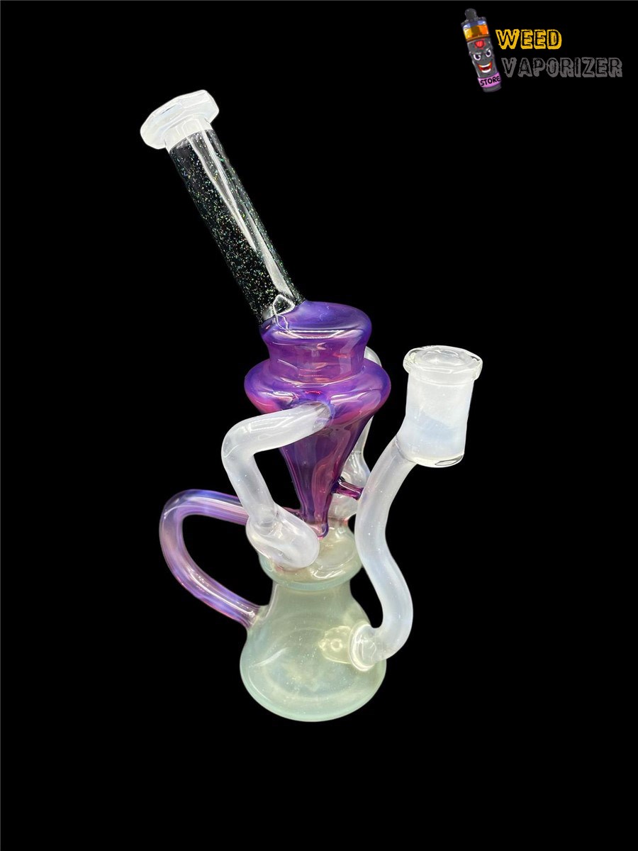 Buy WOLFE GLASS: FACETED PURPLE x FROSTY WHITE CRUSHED OPAL DOUBLE DOUNT FLOATER RECYCLER