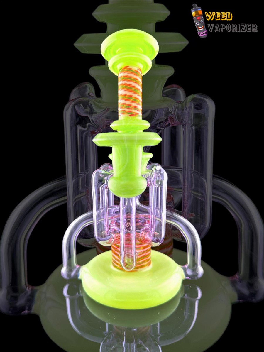 Buy ASIAN KEVIN GLASS 4:2 WORKED UPTAKE RECYCLER #4 MILKY GREEN/GEMINI/LINEWORK