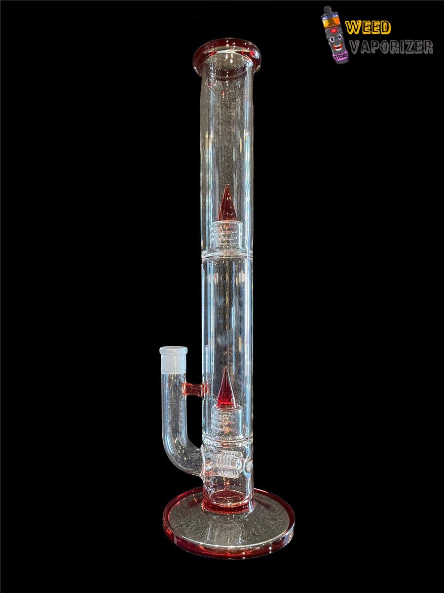 Buy IRIDESCENT GLASS: TRIPLE GRIDDED STEM FLOWER TUBE RED POMEGRANATE