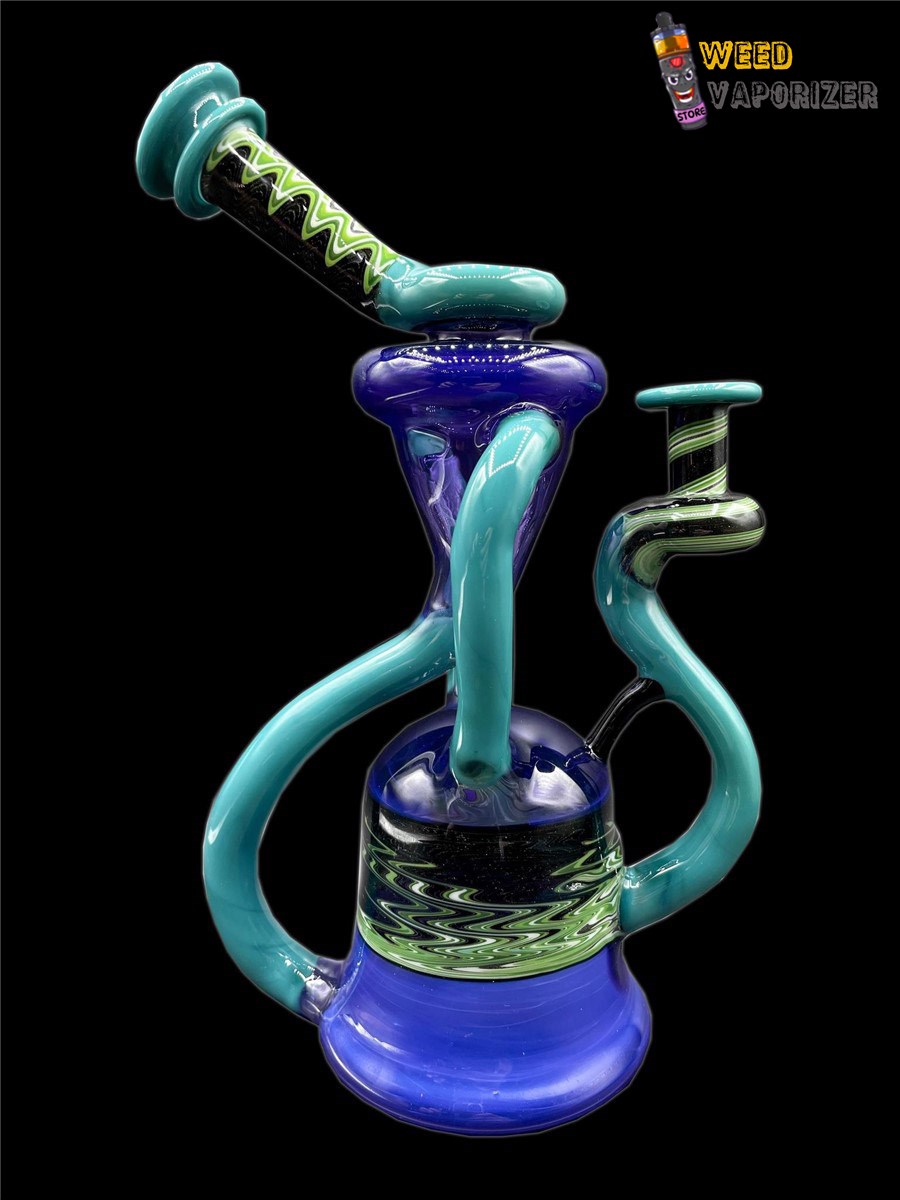 Buy MANCHILD GLASSWORKS: BLUE AND GREEN WIG WAG DUAL UPTAKE RECYCLER