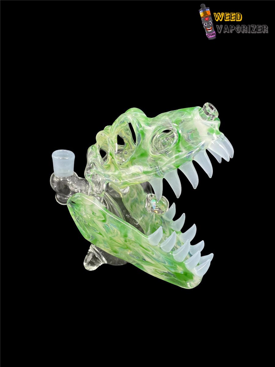 Buy SLURM SNOB GLASS: GREEN W/ FROSTY WHITE TEETH DINO SKULL RIG